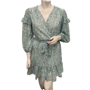 Gabby Skye Blue Floral Long Sleeve Dress Size XL